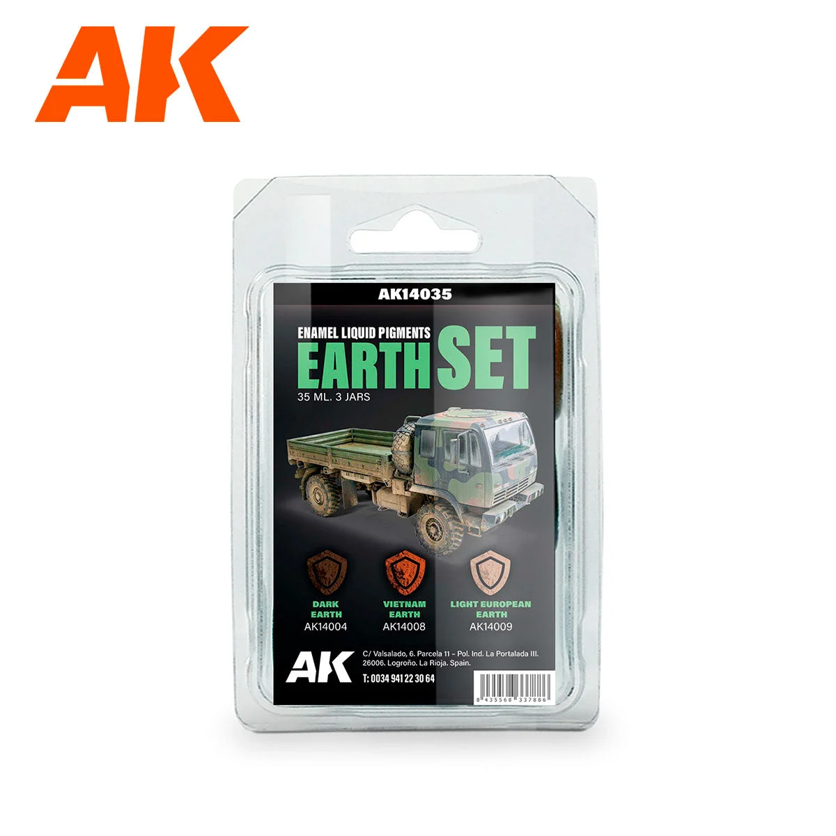 AK Interactive Enamel Liquid Pigment EARTH SET 35ml (3 ref)