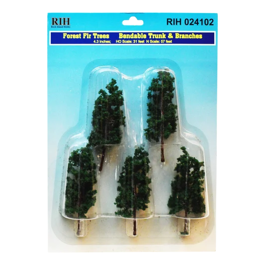 Rock Island Hobby RIH024102 Forest Fir Trees with bendable trunk and branches; HO Scale: 31 ft; N scale: 57 ft; O scale 17 ft.