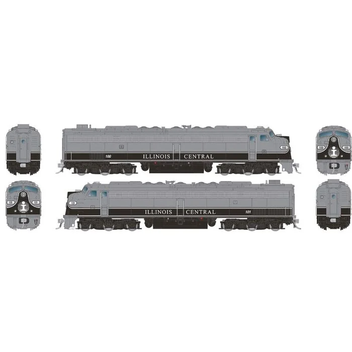 Rapido HO Illinois Central 100 + 101 EMD HEP E8A/E8A DC/Silent - 028317