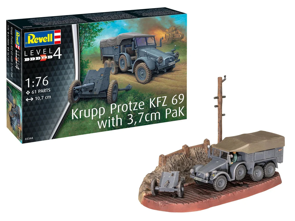 1/76 Revell Germany Krupp Protze KFZ 69 With 3.7cm PaK 3344 - Revell-Germany