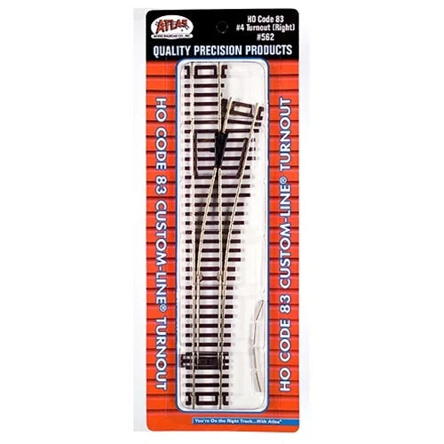 Atlas HO Code 83 Right #4 Custom-Line Switch 562