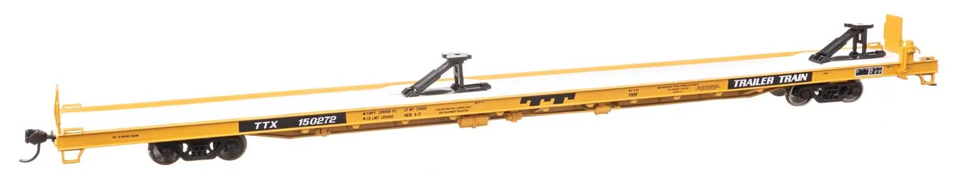 Walthers Mainline HO Trailer-Train #150272 (yellow, black; 40' Trailer Service) 89' Channel Side Flatcar