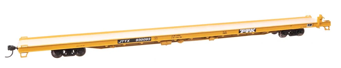 Walthers Mainline HO Trailer-Train JTTX #930093 (yellow, black; General Service) 89' Channel Side Flatcar