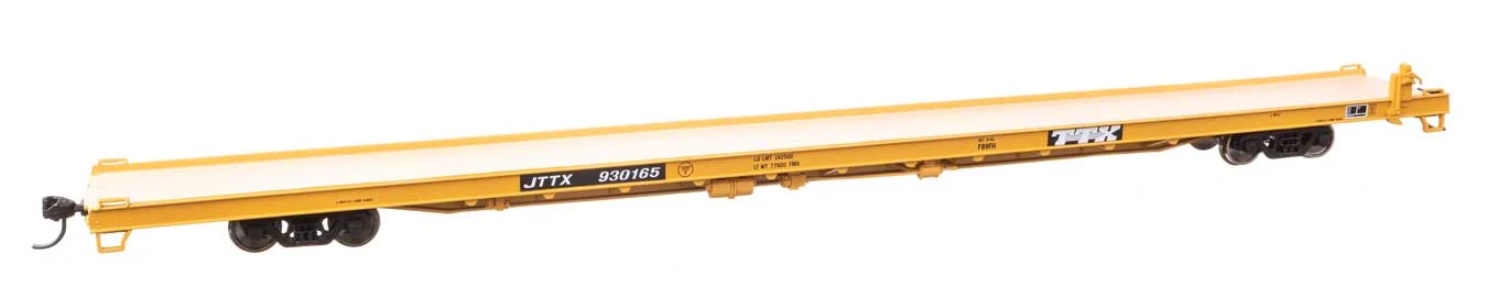 Walthers Mainline HO Trailer-Train JTTX #930165 (yellow, black; General Service) 89' Channel Side Flatcar