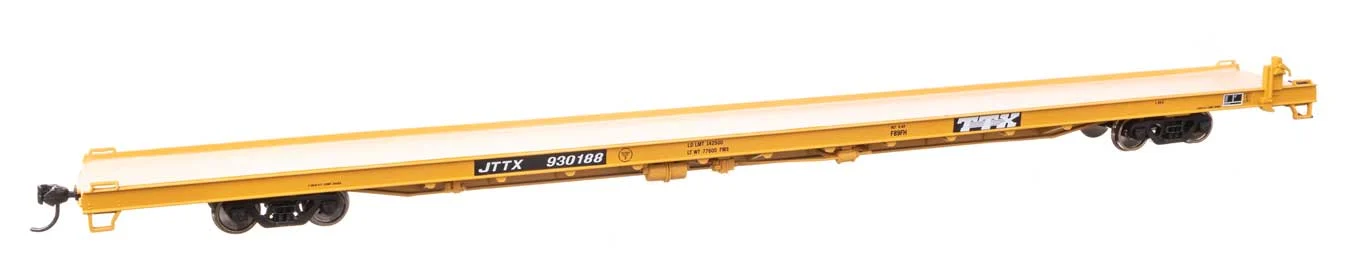 Walthers Mainline HO Trailer-Train JTTX #930188 (yellow, black; General Service) 89' Channel Side Flatcar