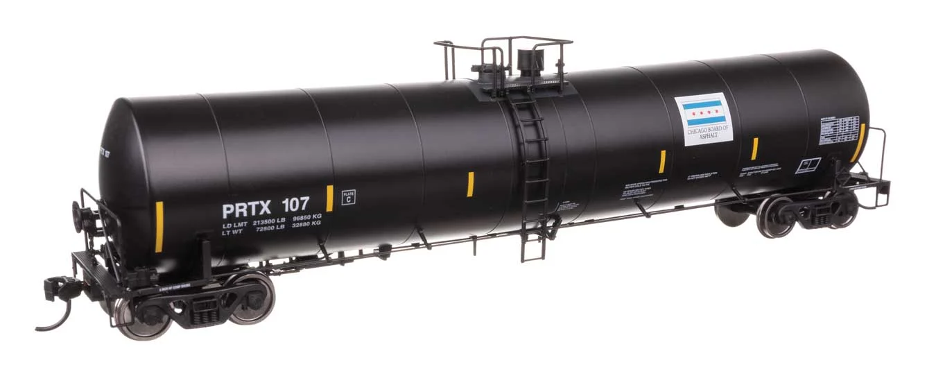 Walthers Mainline HO Scale Chicago Ashphalt PRTX #107 Trinity 25,000-Gallon Tank Car