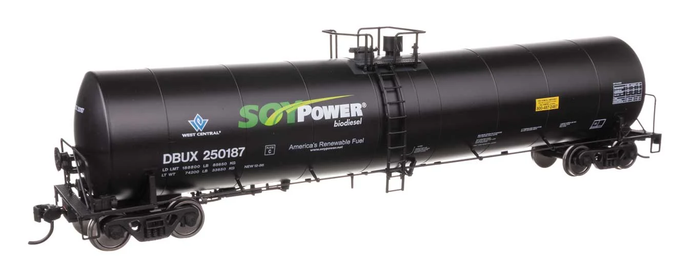 Walthers Mainline HO Scale Soy Power DBUX #250187 Trinity 25,000-Gallon Tank Car