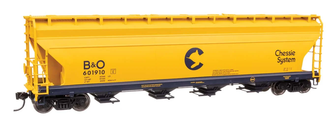 Walthers Mainline HO Chessie System B&O #601910 ACF 5250 4-Bay Centerflow Covered Hopper