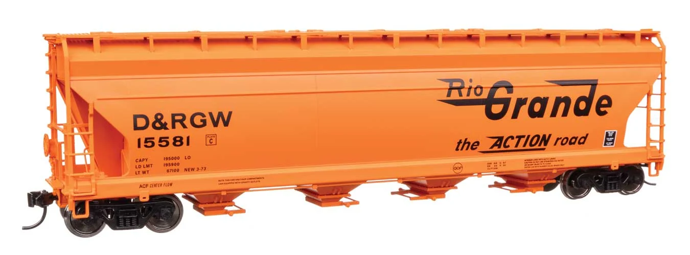 Walthers Mainline HO Denver & Rio Grande Western #15581 ACF 5250 4-Bay Centerflow Covered Hopper