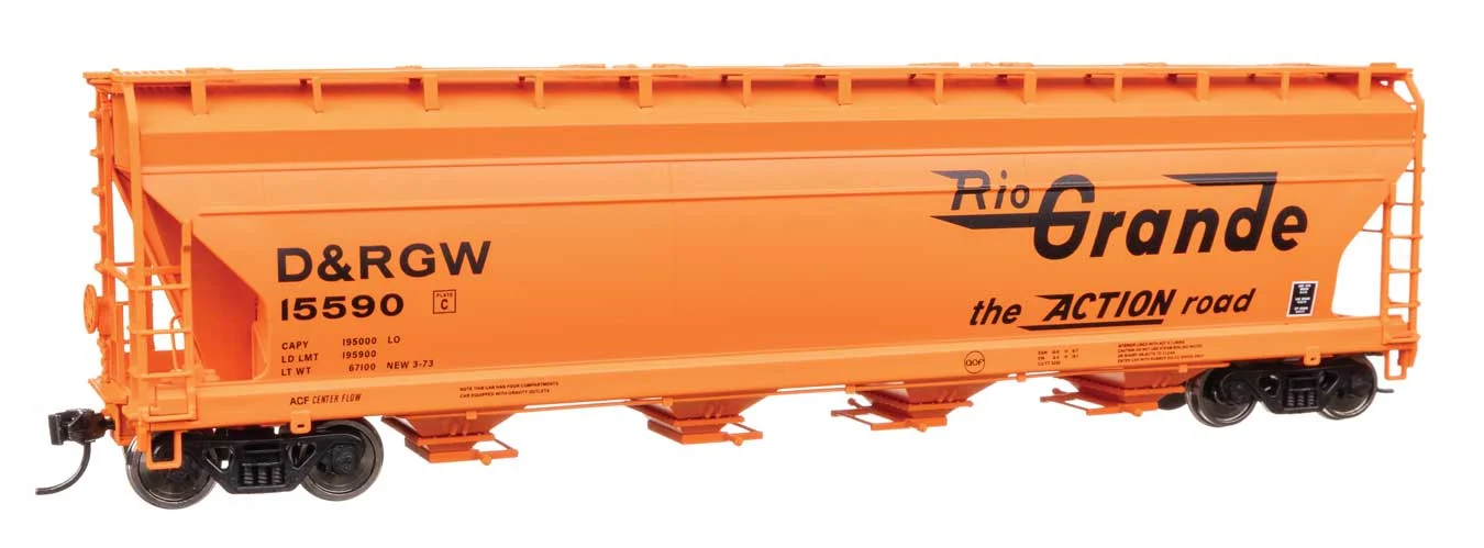 Walthers Mainline HO Denver & Rio Grande Western #15590 ACF 5250 4-Bay Centerflow Covered Hopper