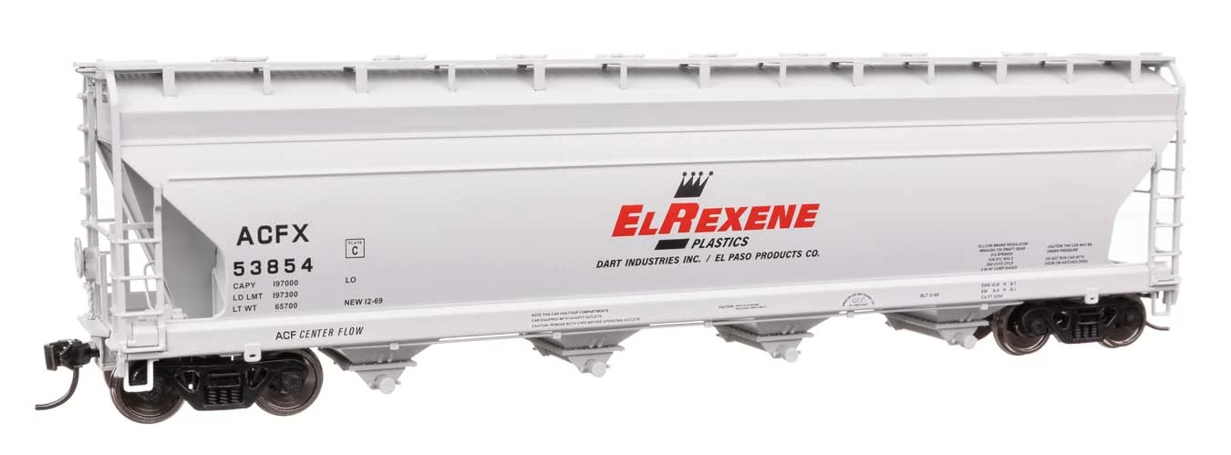 Walthers Mainline HO El Rexene ACFX #53854 ACF 5250 4-Bay Centerflow Covered Hopper
