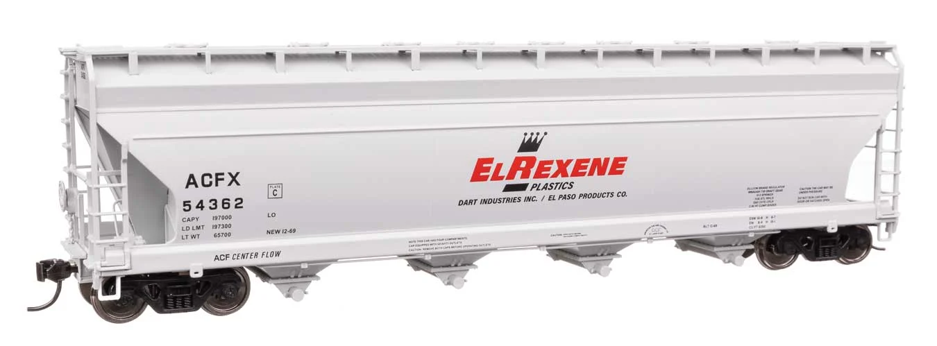 Walthers Mainline HO El Rexene ACFX #54362 ACF 5250 4-Bay Centerflow Covered Hopper