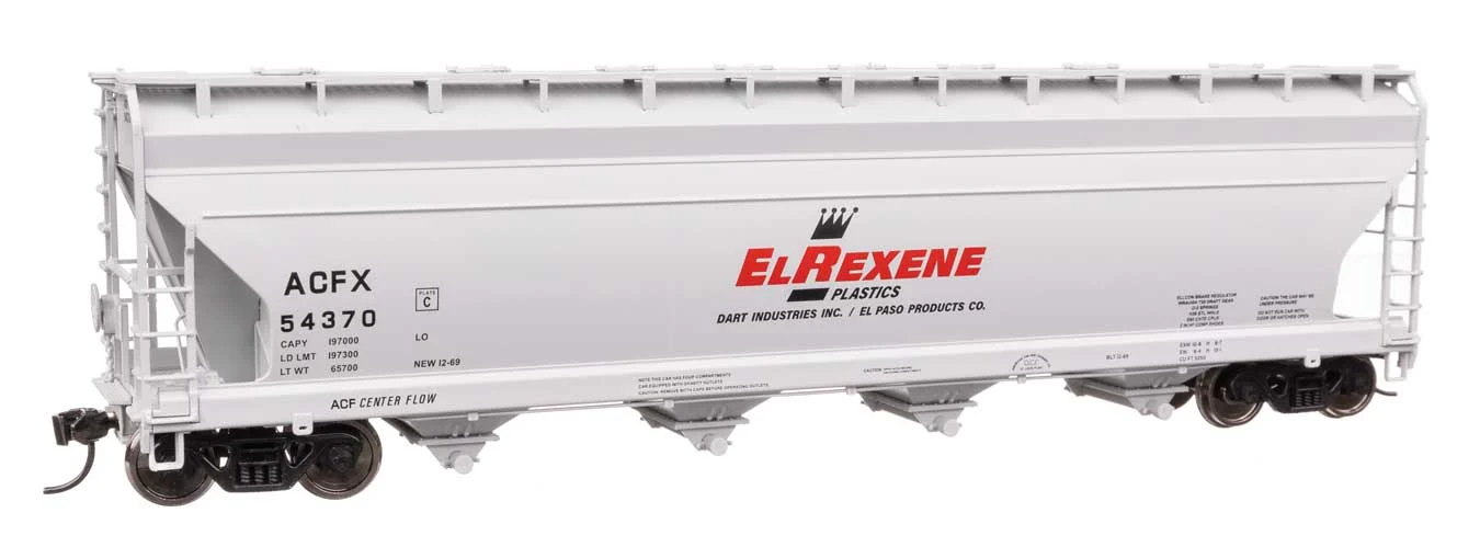 Walthers Mainline HO El Rexene ACFX #54370 ACF 5250 4-Bay Centerflow Covered Hopper