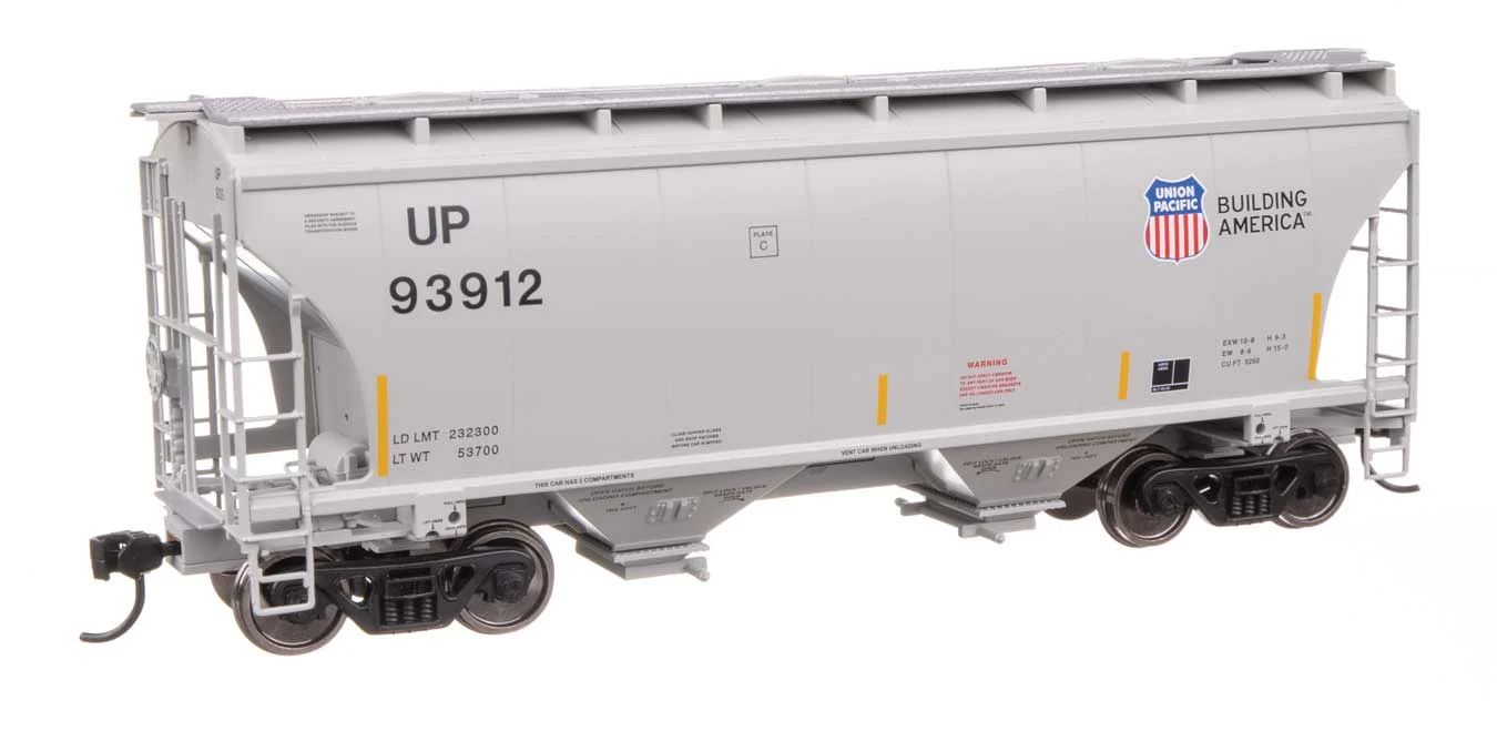 Walthers Mainline HO Scale UP Union Pacific #93912 Trinity 39' 2 Bay Covered Hopper