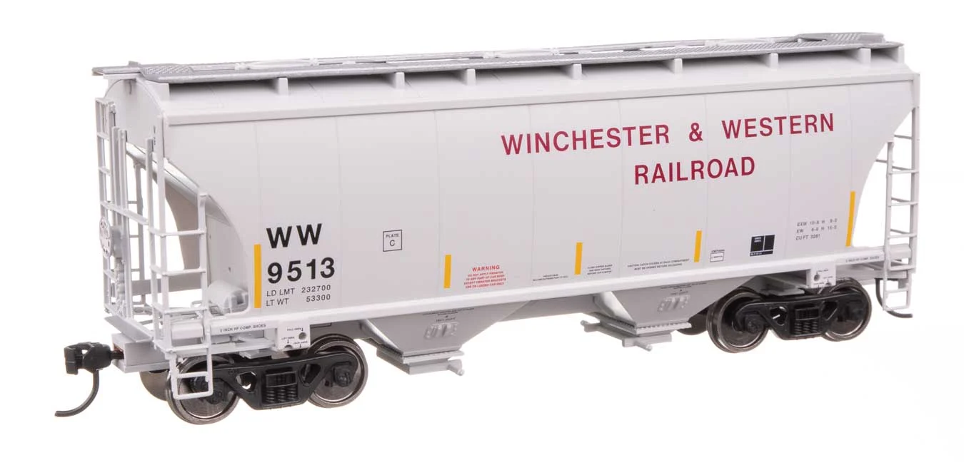 Walthers Mainline HO Scale W&W Winchester Winchester & Western #9513 Trinity 39' 2 Bay Covered Hopper