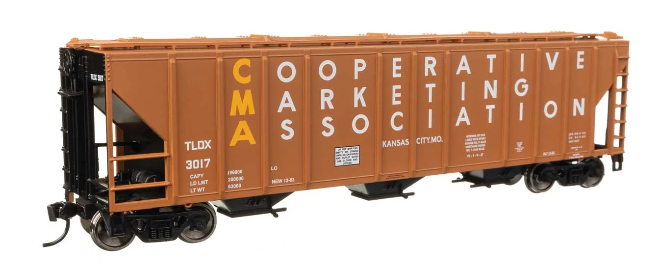 Walthers Mainline HO CMA TLDX #3017 50' Pullman-Standard PS2-CD 4427 3-Bay Covered Hopper