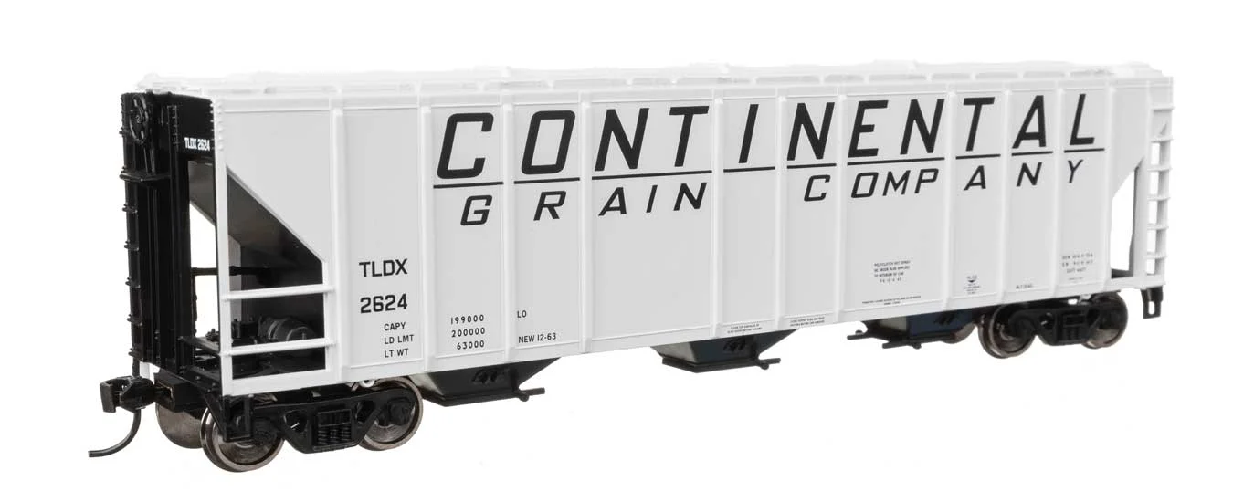 Walthers Mainline HO Continental Grain Co TLDX #2624 50' Pullman-Standard PS2-CD 4427 3-Bay Covered Hopper