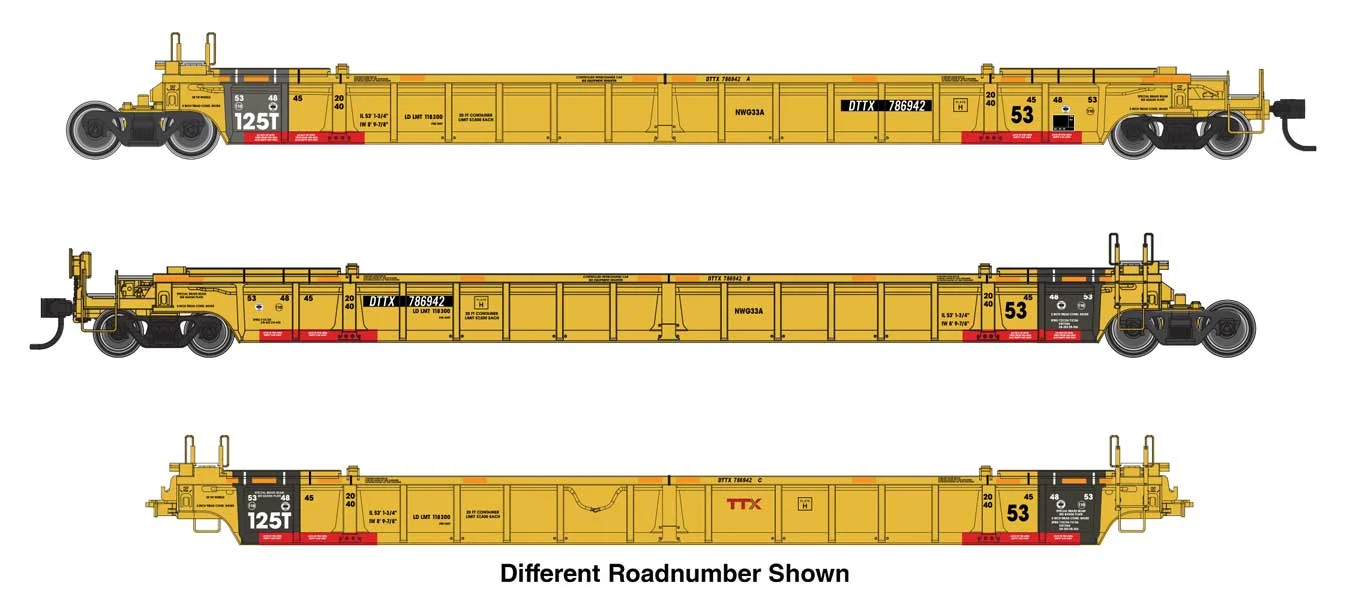 Walthers Mainline HO Scale TTX DTTX #786993 NSC 53' Articulated Well Car - 3 Pack - 910-55830