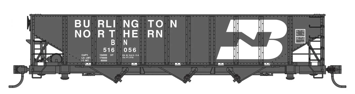 Walthers Mainline HO Scale Burlington Northern #516056 70-Ton AAR 3-Bay Open Hopper