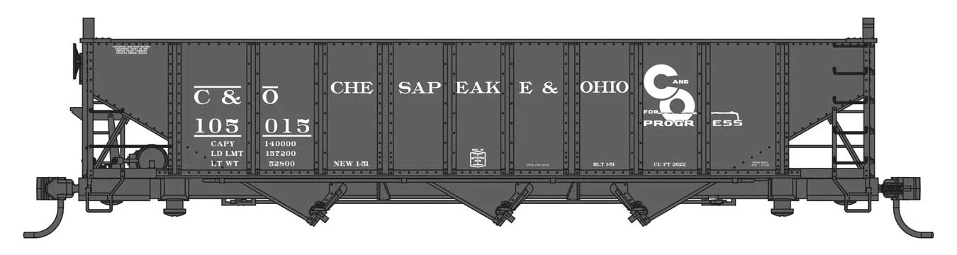 Walthers Mainline HO Scale Chesapeake & Ohio #105015 70-Ton AAR 3-Bay Open Hopper