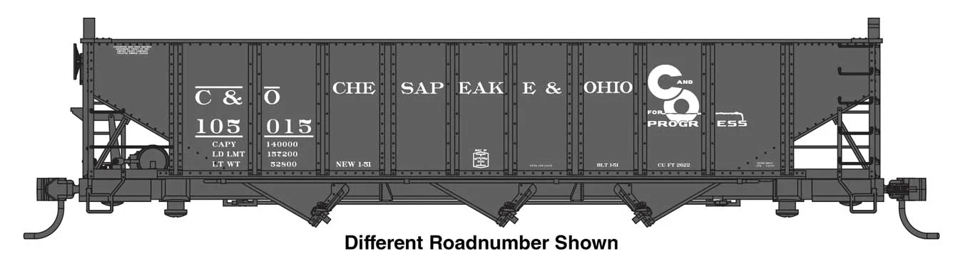 Walthers Mainline HO Scale Chesapeake & Ohio #105198 70-Ton AAR 3-Bay Open Hopper