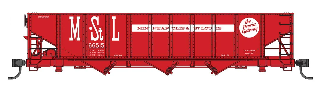 Walthers Mainline HO Scale Minneapolis & St. Louis #66515 70-Ton AAR 3-Bay Open Hopper