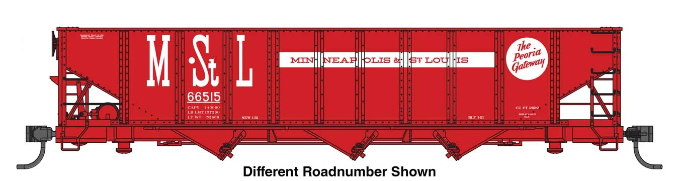 Walthers Mainline HO Scale Minneapolis & St. Louis #66656 70-Ton AAR 3-Bay Open Hopper