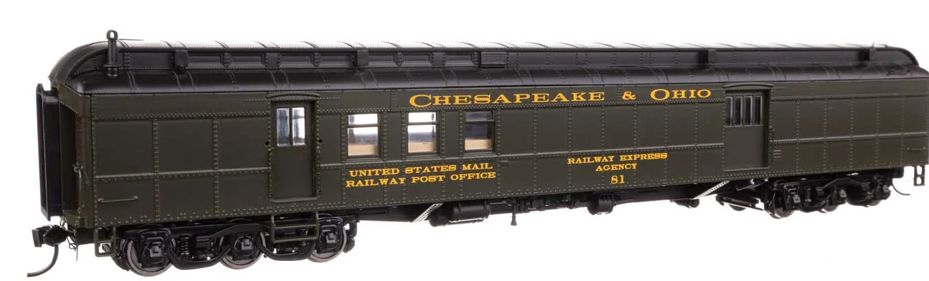 Walthers Proto HO Chesapeake & Ohio #81 70' Heavyweight RPO-Baggage Car w/Clerestory Roof