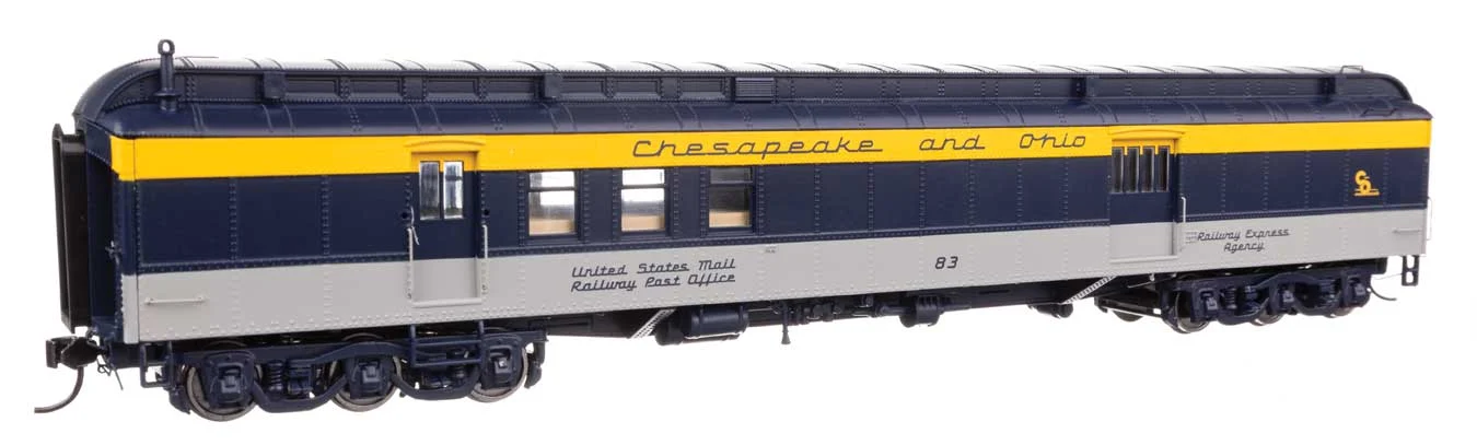 Walthers Proto HO Chesapeake & Ohio #83 70' Heavyweight RPO-Baggage Car w/Clerestory Roof