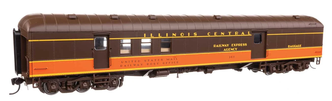 Walthers Proto HO Illinois Central #361 70' Heavyweight RPO-Baggage Car w/Arched Roof