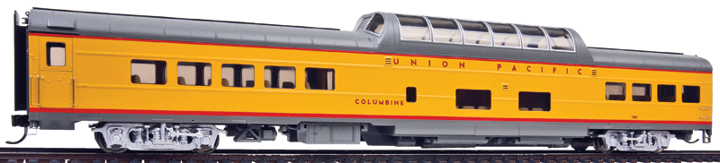 Walthers Proto HO Scale Union Pacific Columbine #7001 85' ACF Dome Coach (Printed Name)