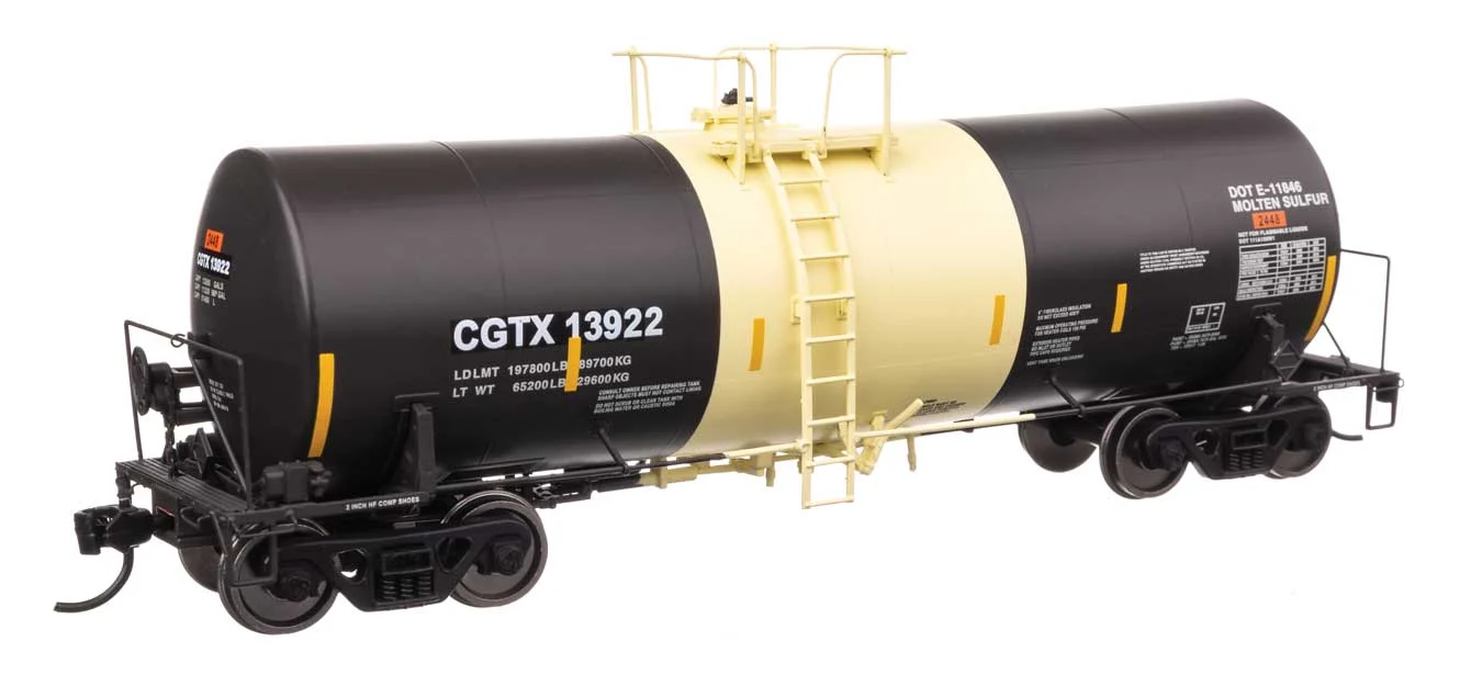 Walthers Proto HO CGTX #13922 40' Trinity 14,000-Gallon Molten Sulfur Tank Car