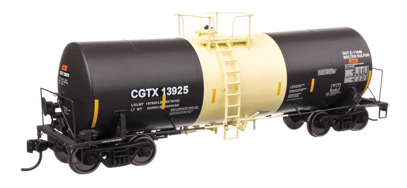 Walthers Proto HO CGTX #13925 40' Trinity 14,000-Gallon Molten Sulfur Tank Car