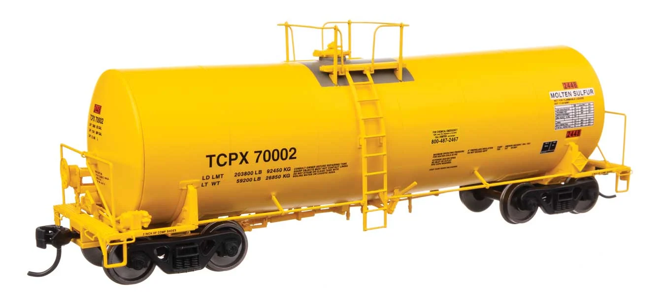 Walthers Proto HO TCPX #70002 40' Trinity 14,000-Gallon Molten Sulfur Tank Car