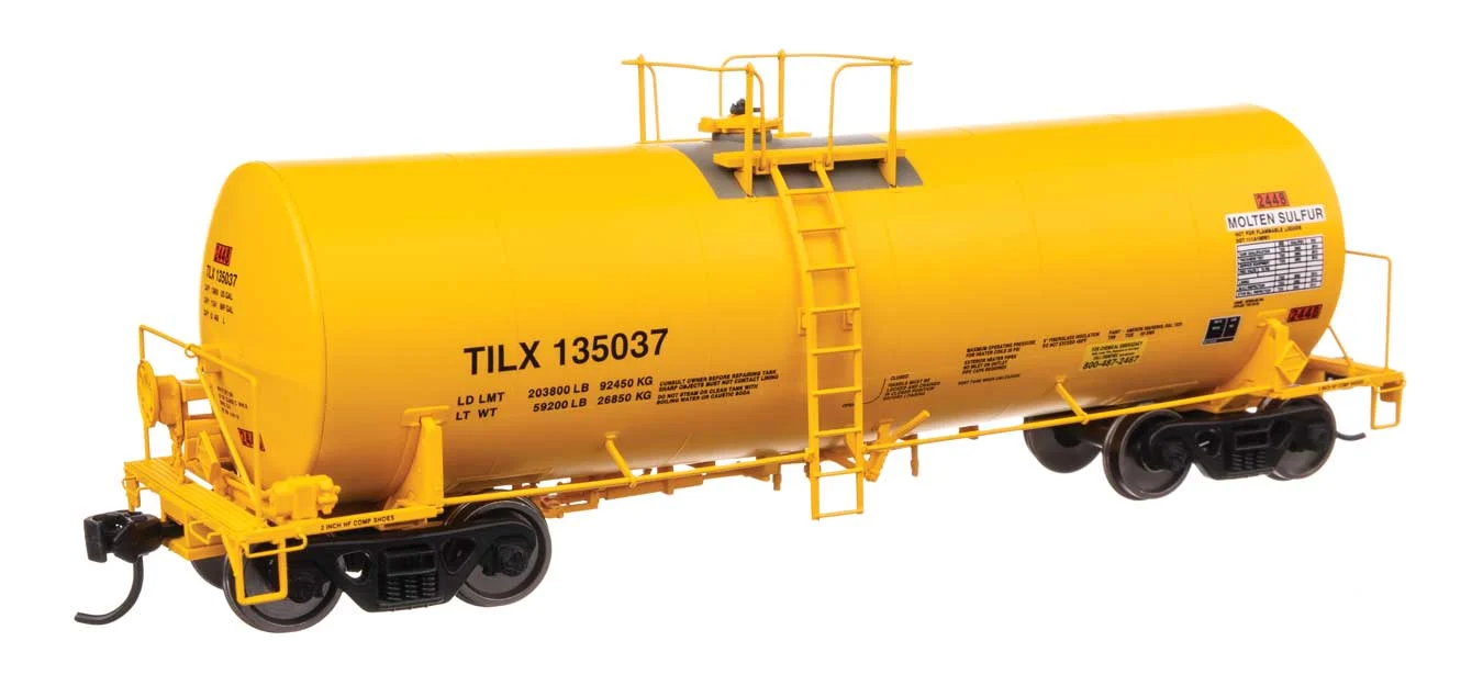 Walthers Proto HO Trinity Leasing (YLW) #135037 40' Trinity 14,000-Gallon Molten Sulfur Tank Car