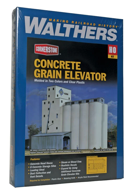 Walthers Cornerstone HO Scale ADM Concrete Grain Elevator Kit
