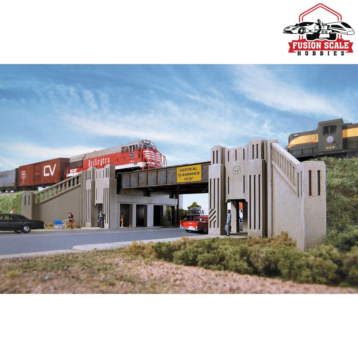 Walthers Cornerstone HO Scale Art Deco Highway Underpass Kit 137/8 x 11 x 6" 35.2 x 27.9 x 15.2cm