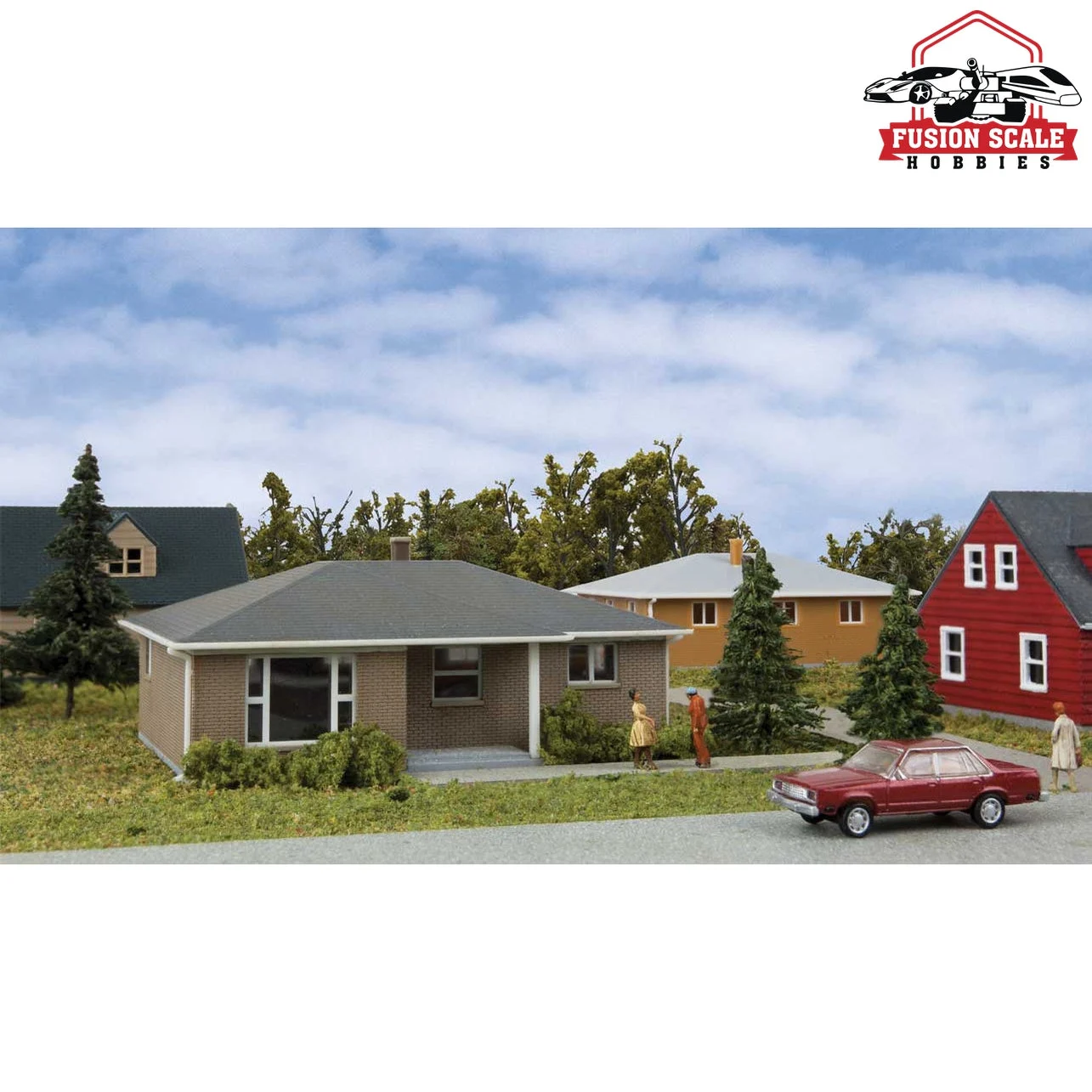 Walthers Cornerstone N Scale Brick Ranch House Kit 31/16 x 29/32 x 11/4" 7.7 x 5.7 x 3.17cm