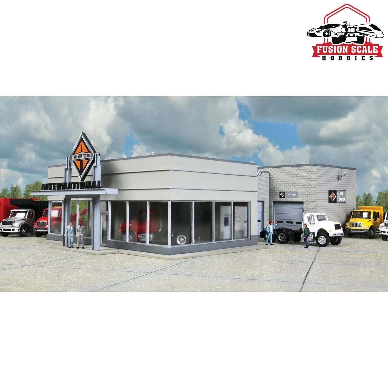 Walthers Cornerstone HO Scale International Truck Dealership Kit 87/8 x 121/4 x 37/8" 22 x 31.1 x 9.3cm