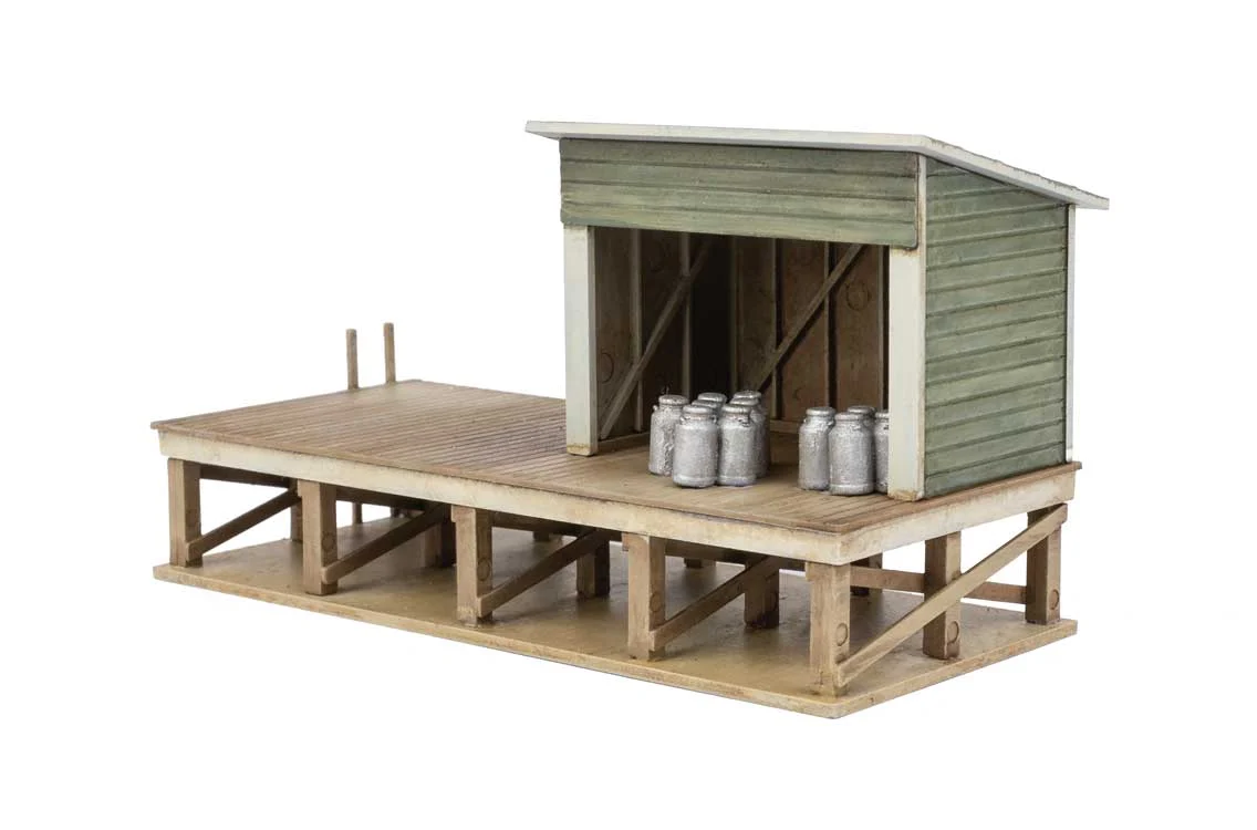 Walthers Cornerstone HO Scale Milk Platform Kit – Rural Railroad Dairy Loading Scene – 933-4062