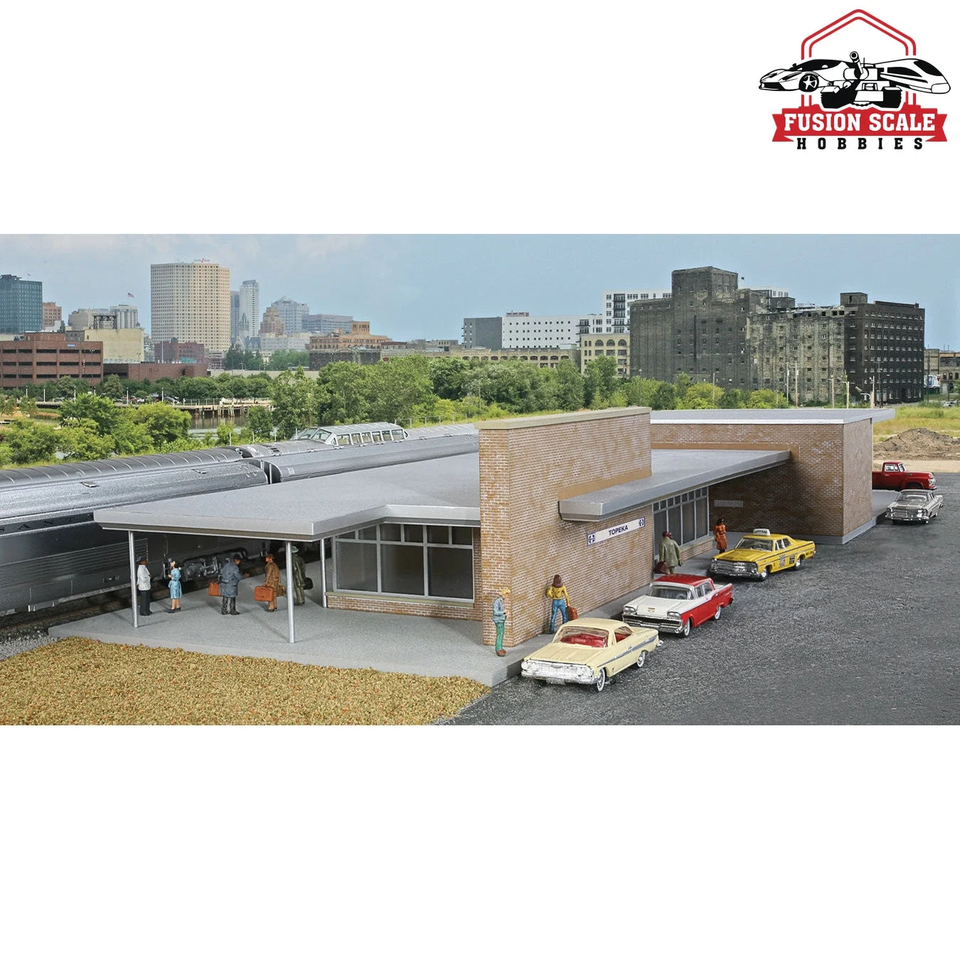 Walthers Cornerstone HO Scale Modern Brick Santa Fe Station Kit 2113/16 x 81/16 x 3" 55.5 x 20.4 x 7.6cm