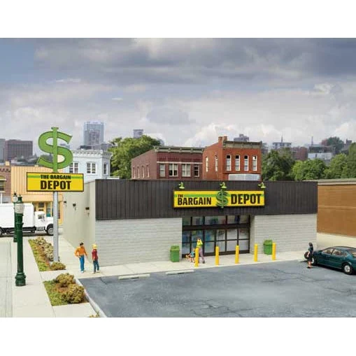 Walthers Cornerstone HO Scale The Bargain Depot Kit – Modern Retail Store Building – 933-4113