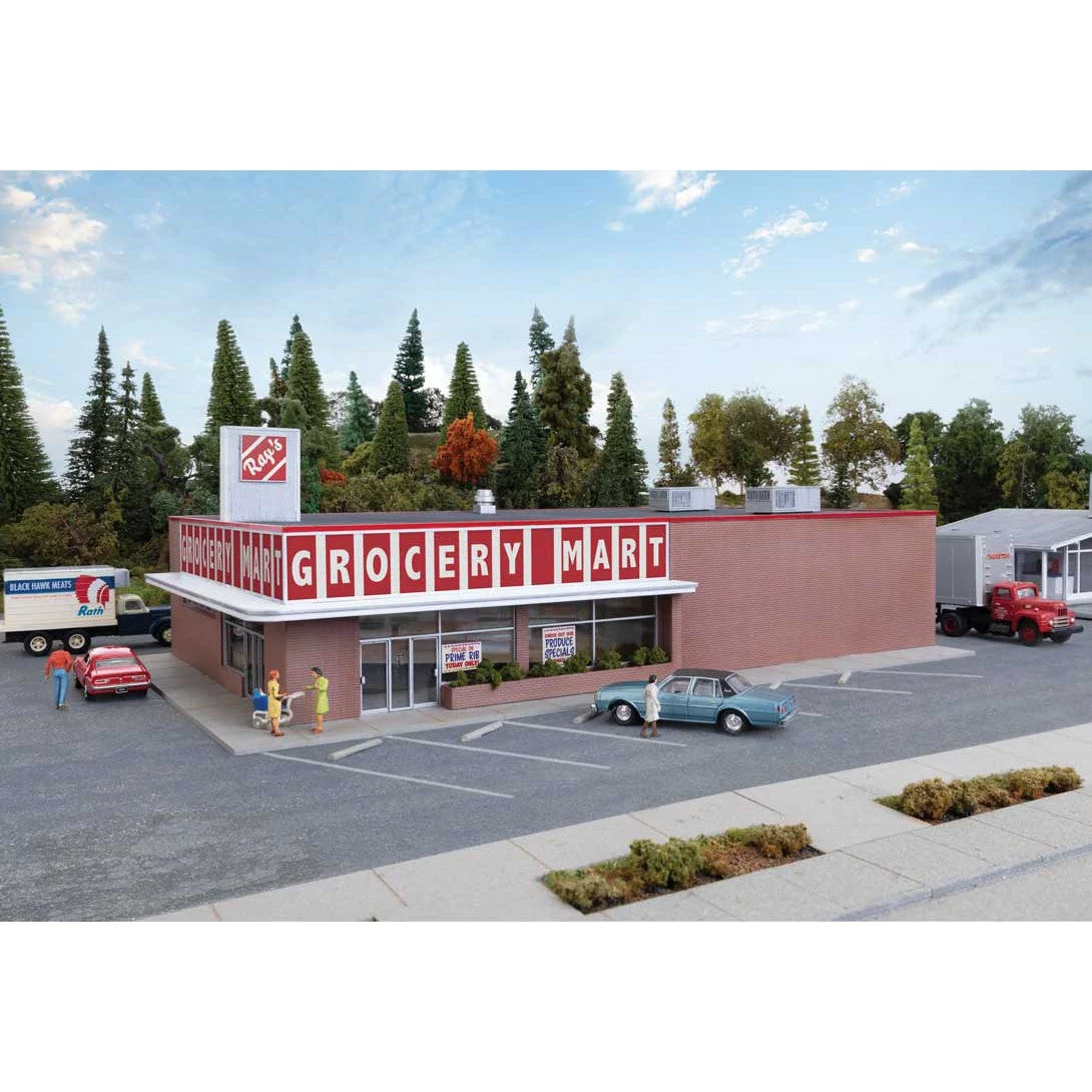Walthers Cornerstone HO Scale Vintage Grocery Store Kit – Classic Mid-Century Retail Structure – 933-4117