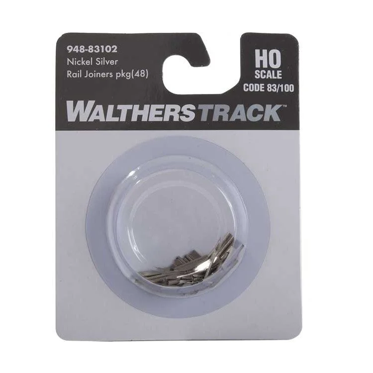 Walthers HO Code 83 or 100 Nickel-Silver Rail Joiners 48 Pack - 948-83102