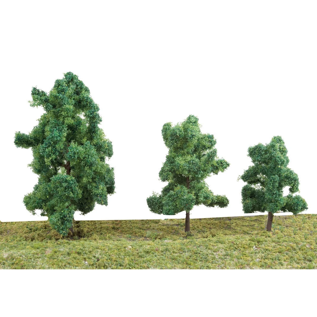 Walthers Summer Trees pkg(10) -- 3-3/8 to 5-1/2" 8 to 14cm (Includes Pin Base)