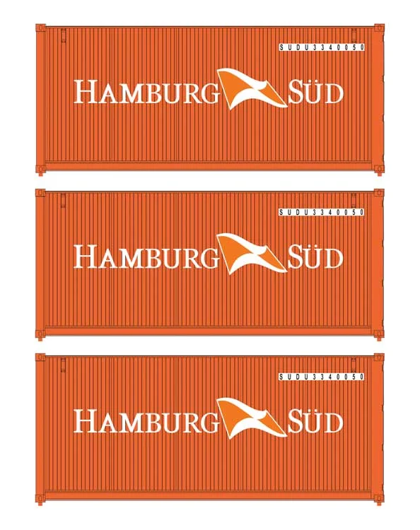 Walthers SceneMaster HO Hamburg Sud 20' Corrugated Container 3-Pack