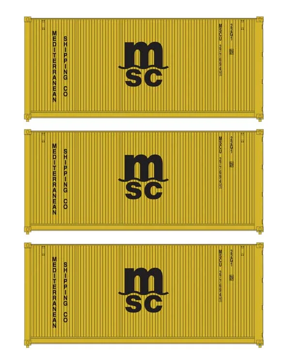 Walthers SceneMaster HO MSC 20' Corrugated Container 3-Pack