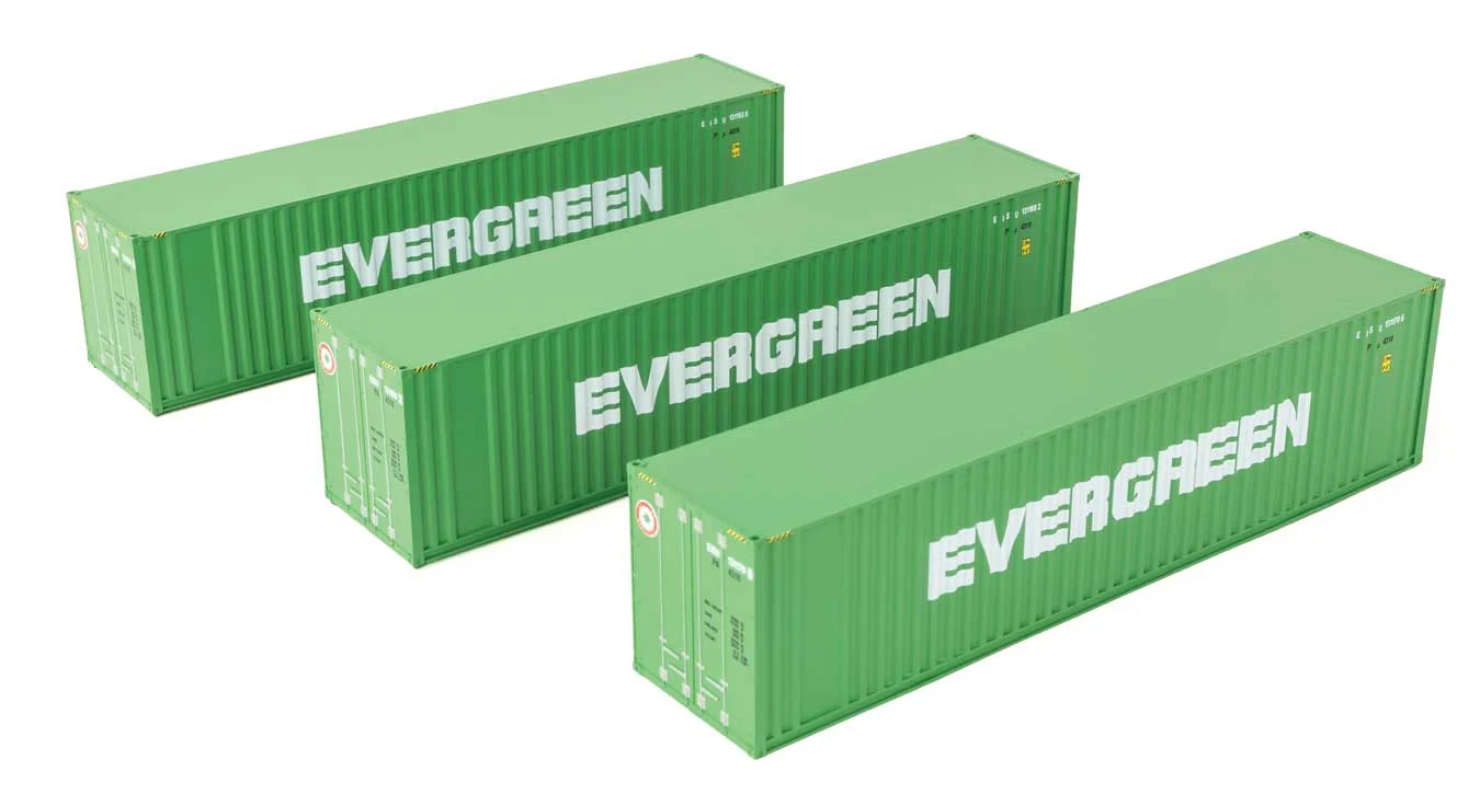Walthers HO Evergreen 40' Flat Panel Container - 3-Pack - 949-18200