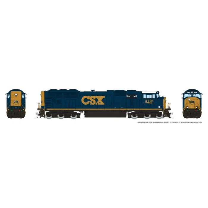 Rapido HO Scale EMD SD70AC Diesel Locomotive – CSX YN3 Scheme #4713 w/ Flared Radiator (DC/DCC/Sound)