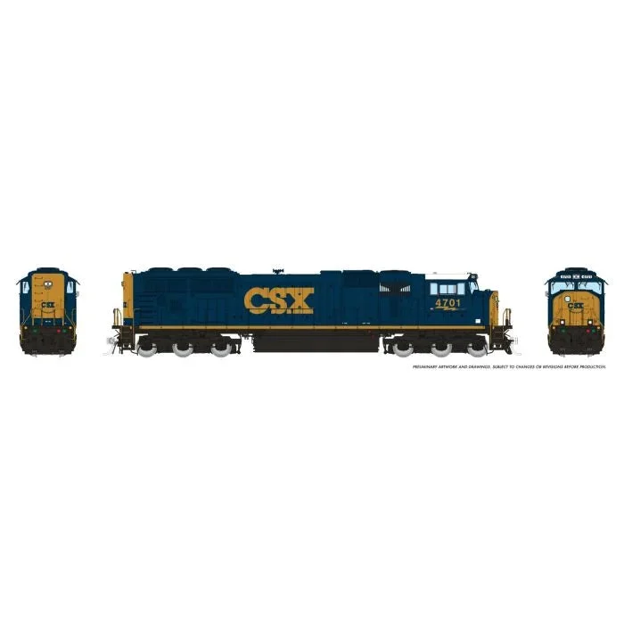 Rapido HO Scale EMD SD70AC Diesel Locomotive – CSX YN3 Scheme #4797 w/ Flared Radiator (DC/DCC/Sound)